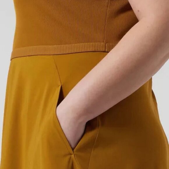 Athleta Ryder Midi Dress in Brass Yellow size M - Picture 2 of 6